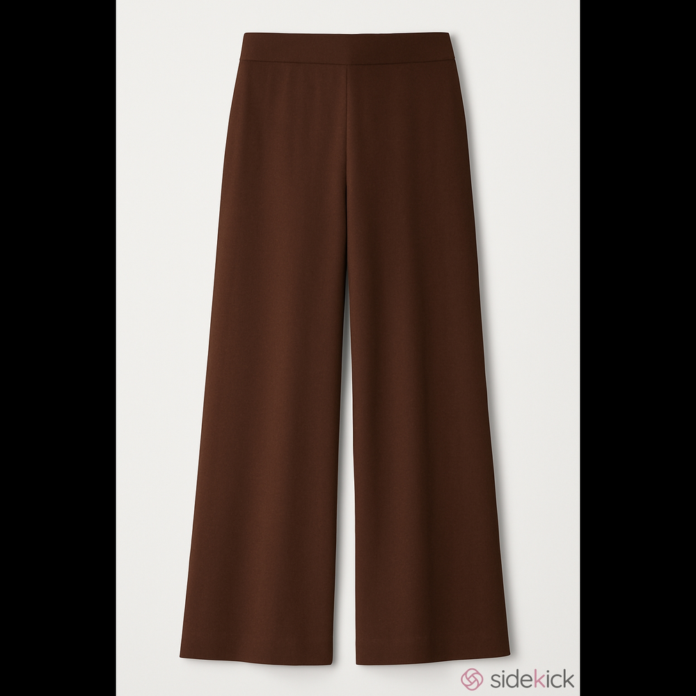 Eileen Fisher Stretch Crepe Dark Brown Wide Leg Pant